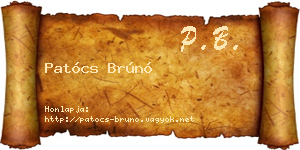 Patócs Brúnó névjegykártya